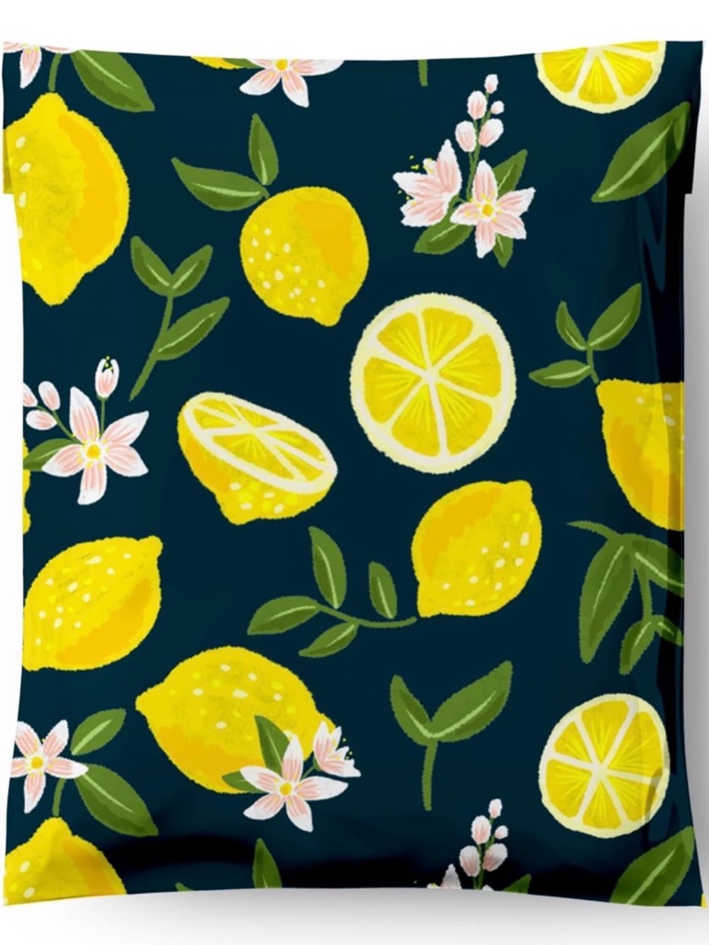 20 - Navy Lemon Print Poly Mailers 10x13